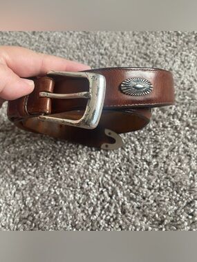 Vintage Leather Western Leather Belt with silver accents